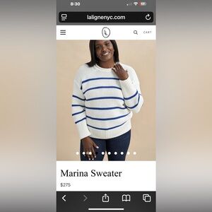 La Ligne Cream and Blue Rollneck Sweater